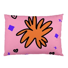 Doodle Flower Sparkles Orange Pink Pillow Case (two Sides)