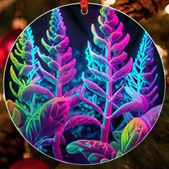 Spring Flower Neon Wallpaper Uv Print Acrylic Ornament Round