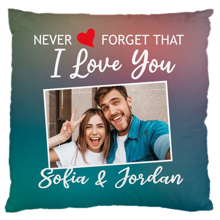 Personalized I Love You Couple Photo Name Baby Flannel Cushion 16  Baby Flannel Cushion Case (Two Sides)