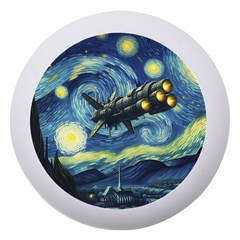 Spaceship Starry Night Van Gogh Painting Dento Box With Mirror