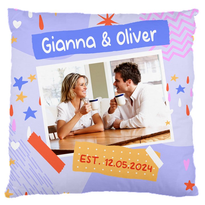 Personalized Couple Photo Name Cushion 16  Baby Flannel Cushion Case (Two Sides)