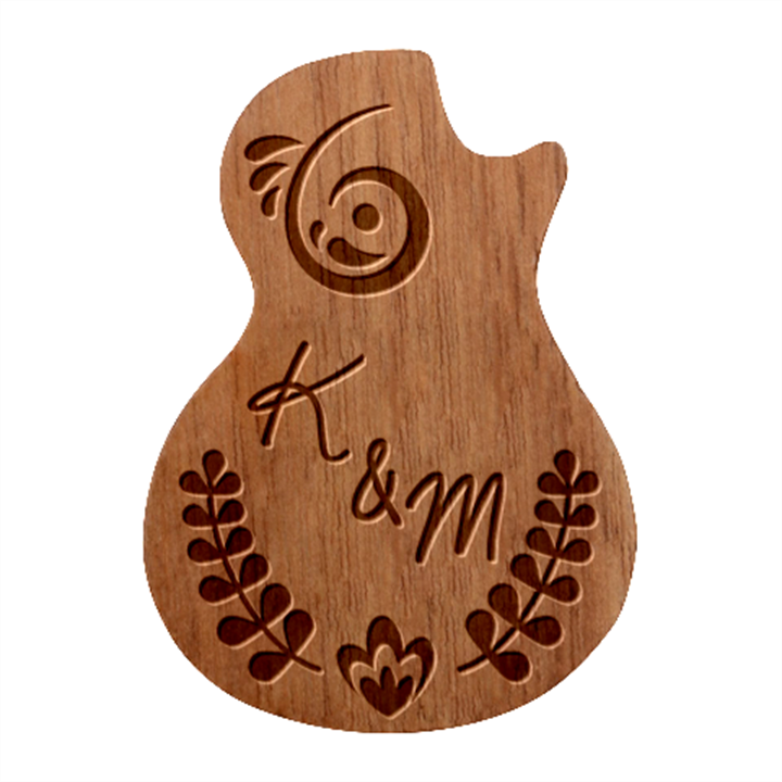 Personalized Couple Guitar Picks Set Guitar Shape Wood Guitar Pick Holder Case And Picks Set