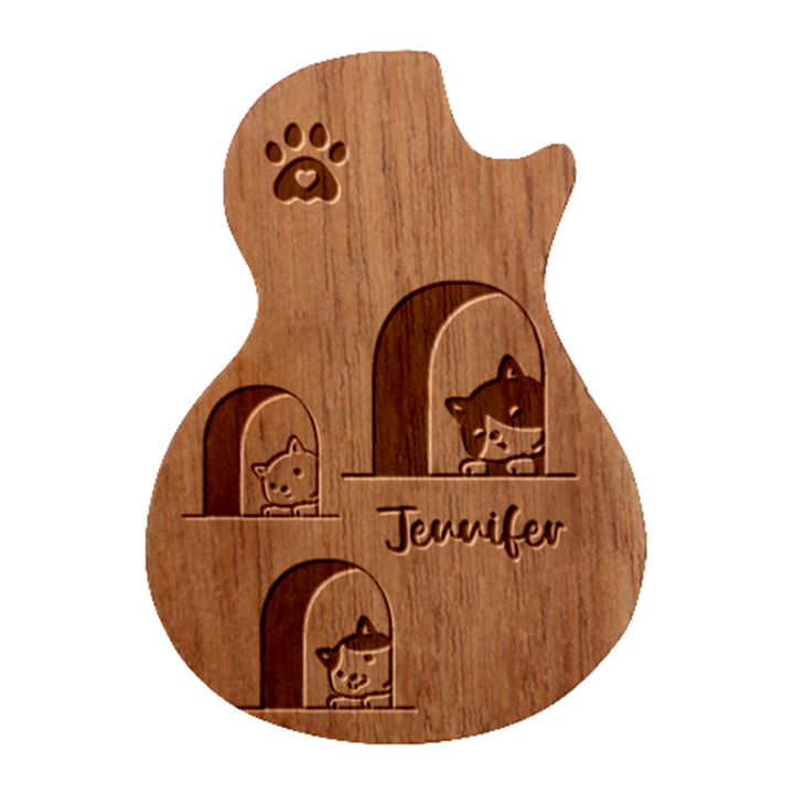 Personalized Cats Guitar Picks Set Guitar Shape Wood Guitar Pick Holder Case And Picks Set