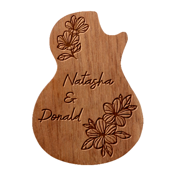 Personalized Couple Flower Guitar Picks Set Guitar Shape Wood Guitar Pick Holder Case And Picks Set