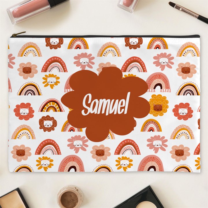 Personalized Cat Illustration Name Cosmetic Bag Cosmetic Bag (XXXL)