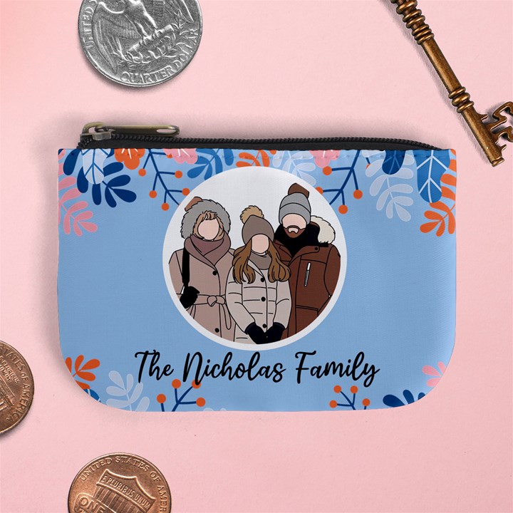 Personalized Photo Illustration Family Name Mini Coin Purse Mini Coin Purse