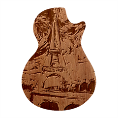 Eiffel Tower Starry Night Print Van Gogh Guitar Shape Wood Guitar Pick Holder Case And Picks Set