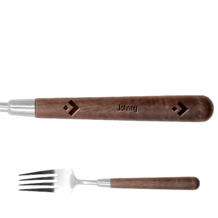 Personalized Square Name Stainless Steel Fork with wooden Handle Stainless Steel Fork With Wooden Handle