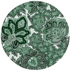 Green Ornament Texture, Green Flowers Retro Background Wooden Bottle Opener (round)