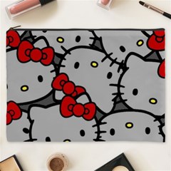 Hello Kitty, Pattern, Red Cosmetic Bag (xxxl)