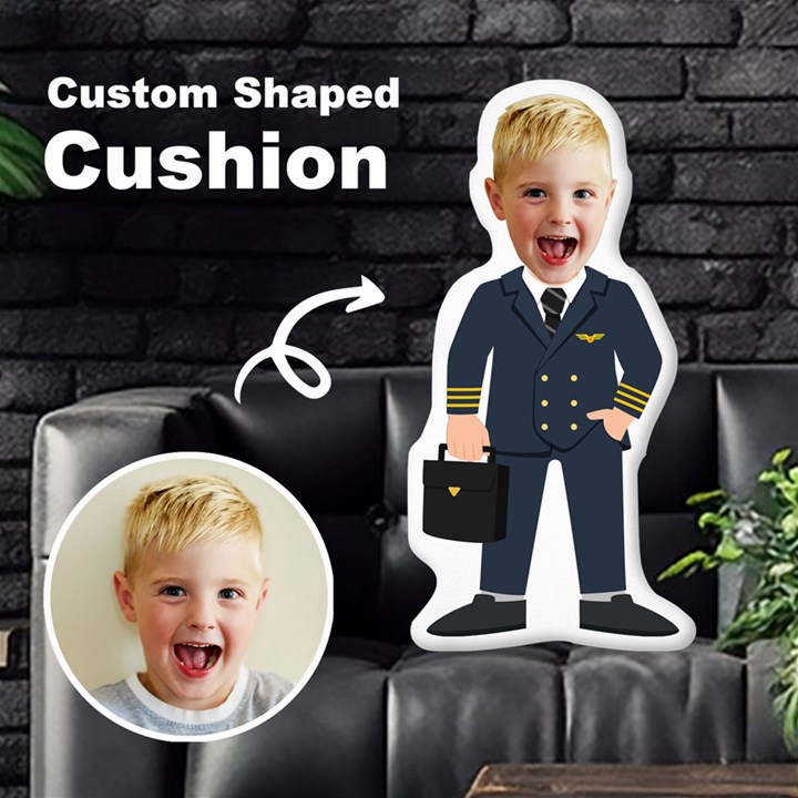 Personalized Photo in Career Cartoon Style Custom Shaped Cushion Cut To Shape Cushion Case