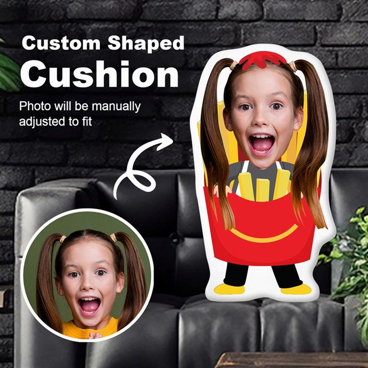 Personalized Photo in French Fries Chips Fast Food Style Custom Shaped Cushion Cut To Shape Cushion Case