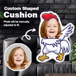 Personalized Photo in Dabbing Chicken Cartoon Style Custom Shaped Cushion Cut To Shape Cushion Case Front