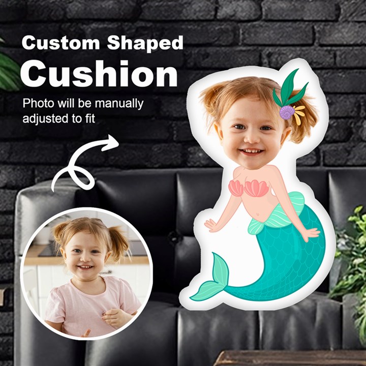 Personalized Photo in Mermaid custom Shaped Cushion Cut To Shape Cushion Case