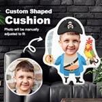 Personalized Photo in Halloween Pirate with Parrot Style Custom Shaped Cushion Cut To Shape Cushion Case Front
