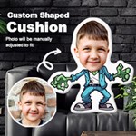 Personalized Photo in Halloween Zombie Cartoon Style Custom Shaped Cushion Cut To Shape Cushion Case Front