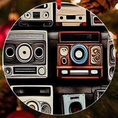 Retro Cameras Old Vintage Antique Technology Wallpaper Retrospective Uv Print Acrylic Ornament Round