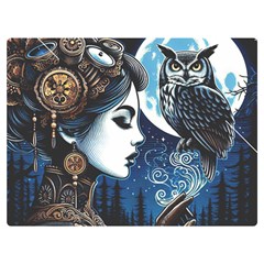 Steampunk Woman With Owl 2 Steampunk Woman With Owl Woman With Owl Strap Two Sides Premium Plush Fleece Blanket (baby Size)
