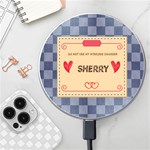 Personalized Denim Name Wireless Fast Charger Wireless Fast Charger(White) Front