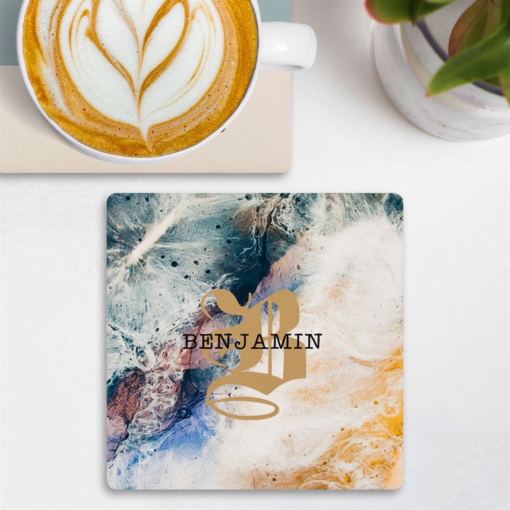 Personalized Initial Name Marble UV Print Square Tile Coaster UV Print Square Tile Coaster 