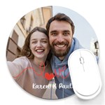 Personalized Love Line Photo Round Mousepad Round Mousepad Front