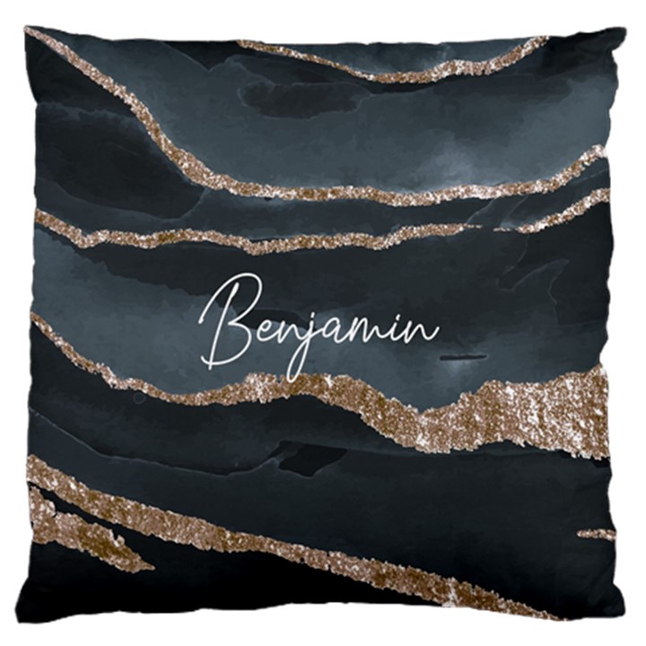 Personalized Gold Glitter Marble Name Any Text Large Cushion Case Large Cushion Case (One Side)
