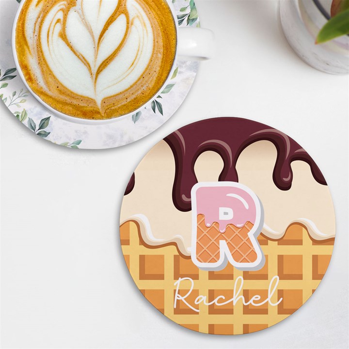 Personalized Ice Cream Name Round Tile Coaster UV Print Round Tile Coaster