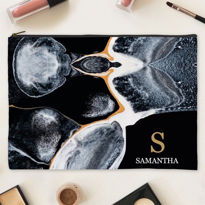 Personalized Initial Name Marble Cosmetic Bag Cosmetic Bag (XXXL)