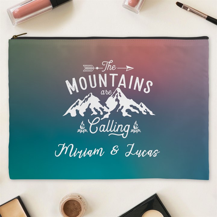 Personalized The Mountain are Calling Name Cosmetic Bag Cosmetic Bag (XXXL)