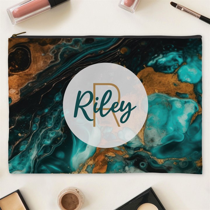 Personalized Marble Name Cosmetic Bag Cosmetic Bag (XXXL)