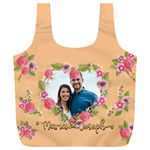 Personalized Floral Love Heart Shape Photo Name Recycle Bag Full Print Recycle Bag (XXXL) Front