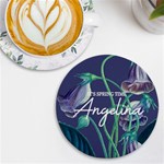 Personalized Floral Spring Time Name Round Tile Coaster UV Print Round Tile Coaster Front