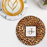 Personalized Animal Skin Initial Any Text Name Round Tile Coaster UV Print Round Tile Coaster Front