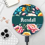 Personalized Floral Pattern Name Wireless Fast Charger Wireless Fast Charger(White) Front
