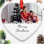 Personalized White Decorate Photo Name Heart Ornament (Two Sides) Heart Ornament (Two Sides) Back