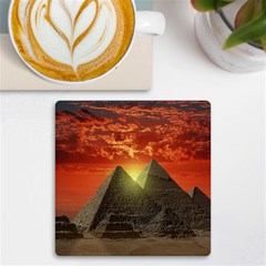Pyramids Egypt Monument Landmark Sunrise Sunset Egyptian Uv Print Square Tile Coaster 