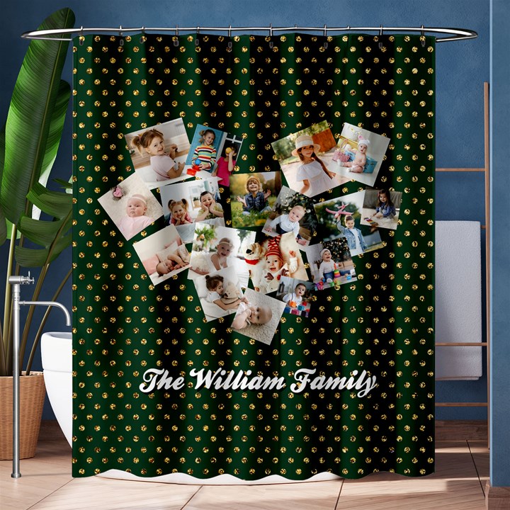Personalized Heart Shape Family Name Shower Curtain Shower Curtain 60  x 72  (Medium)