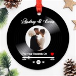 Personalized Vinyl Records Love Song Photo Couple Lover Name Round Ornament Round Ornament (Two Sides) Front