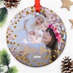 Personalized Christmas illustration Name Any Text Photo Round Ornament Round Ornament (Two Sides) Back