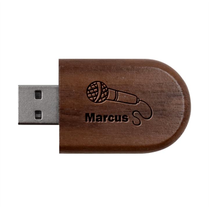 Personalized Music Name Wood Oval USB Flash Drive Wood Oval USB Flash Drive