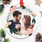 Personalized Our First Christmas Married Photo Name Any Text Round Ornament Round Ornament (Two Sides) Front