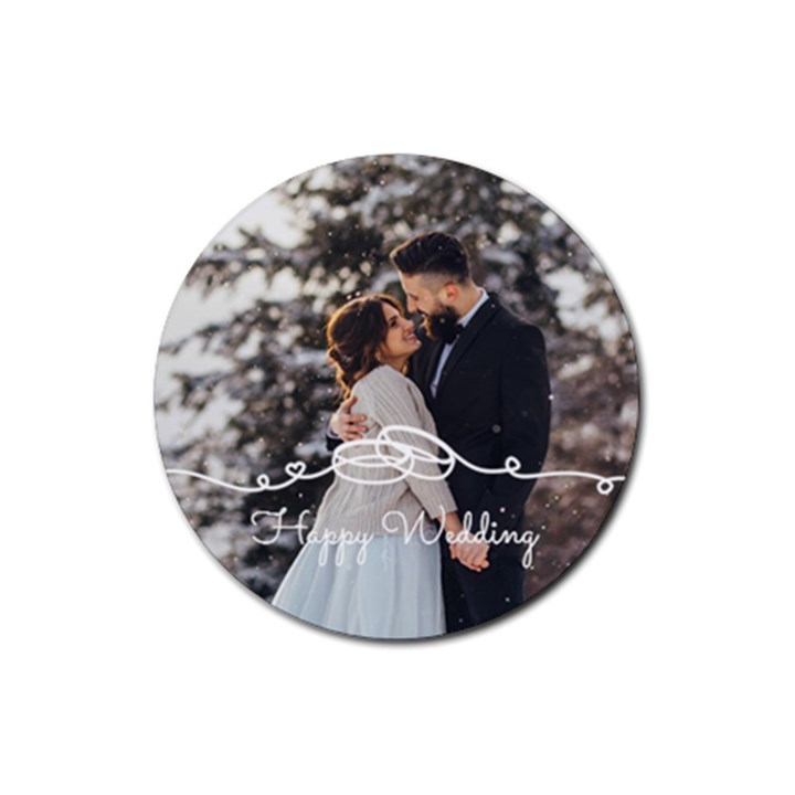 Personalized Rings Line Art Photo Rubber Coaster (Round) Rubber Coaster (Round)