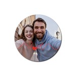 Personalized Love Line Photo Rubber Coaster (Round) Rubber Coaster (Round) Front