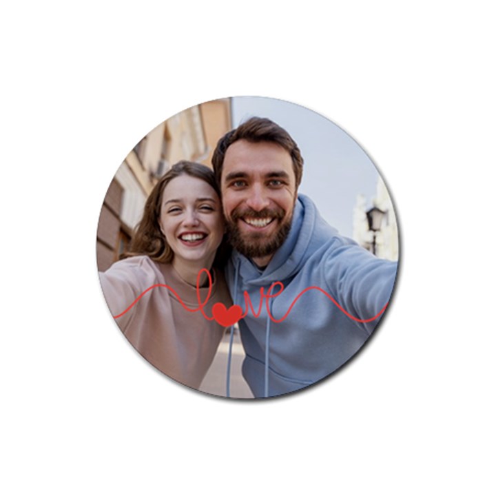Personalized Love Line Photo Rubber Coaster (Round) Rubber Coaster (Round)