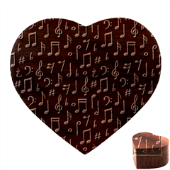 Chalk Music Notes Signs Seamless Pattern Heart Wood Jewelry Box