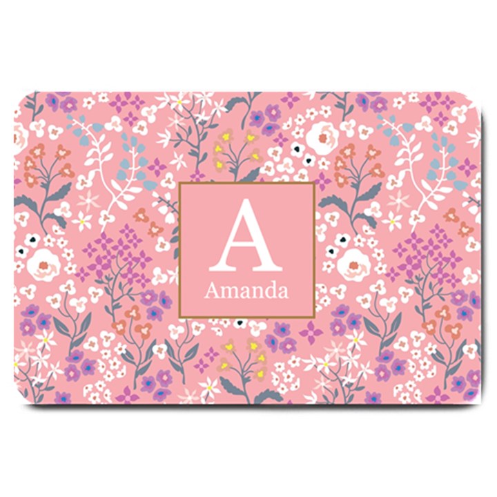 Personalized Floral Pattern Initial Name Doormat Large Doormat
