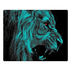 Angry Male Lion Predator Carnivore Two Sides Premium Plush Fleece Blanket (large)