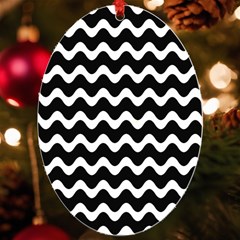 Wave-black White Uv Print Acrylic Ornament Oval