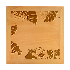 Monstera Leaves Background Wood Photo Frame Cube