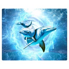 Dolphin Blue Fantasy Two Sides Premium Plush Fleece Blanket (teen Size)